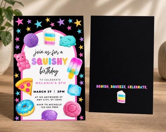 Viral Needoh Squishy Birthday Invitation, Editable Canva Template