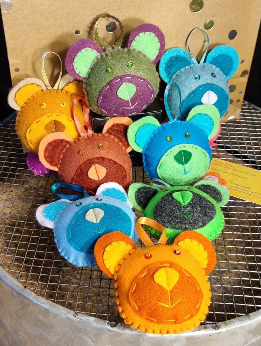 Teddy Bear Felt Ornament Style 2 Etsy