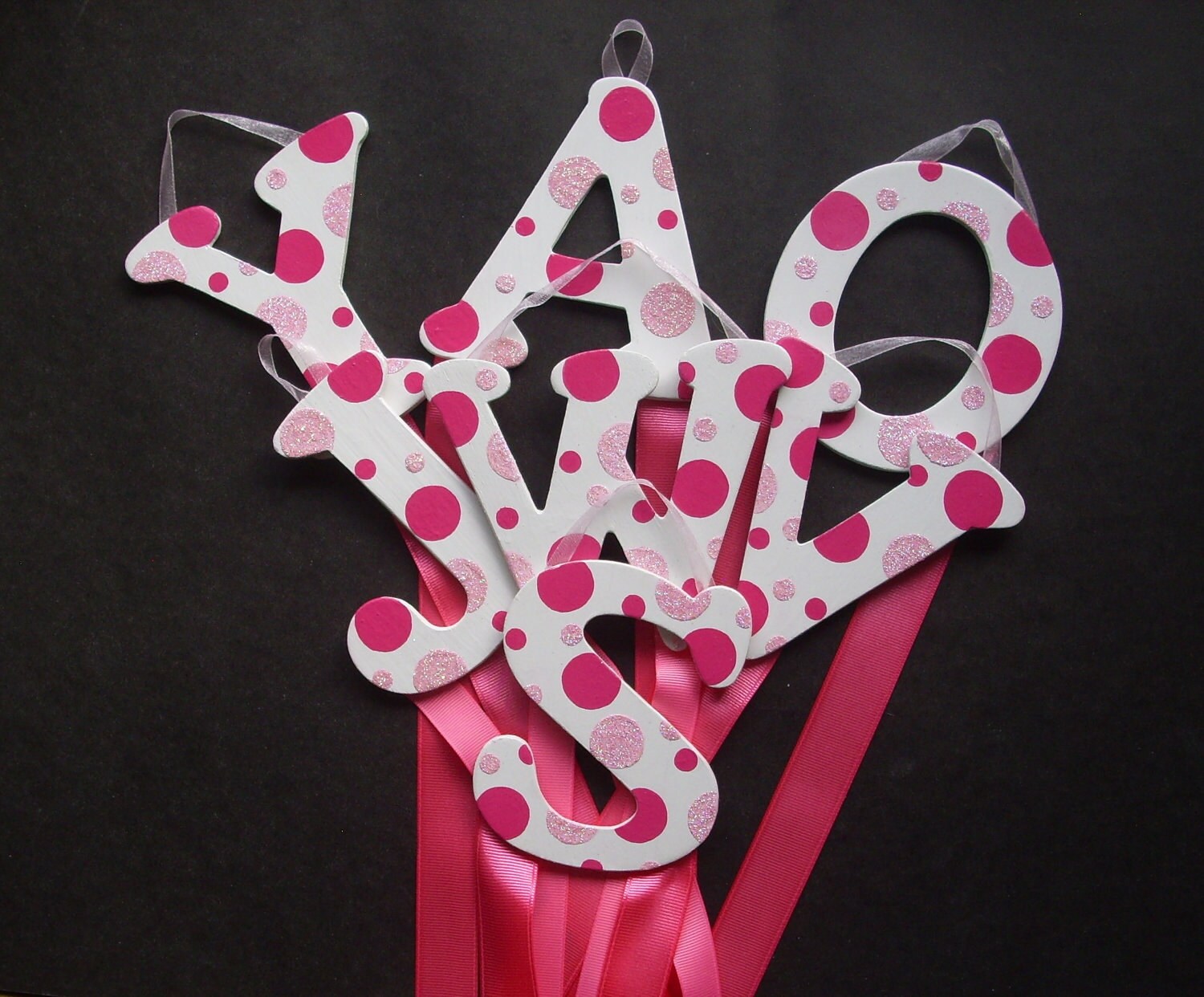 Custom Pink Monogram Hair Bow & Barrette Holder - Etsy