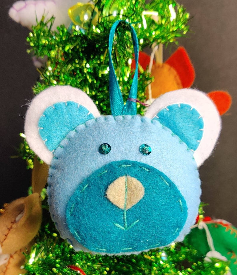 Teddy Bear Felt Ornament Style 2 Etsy
