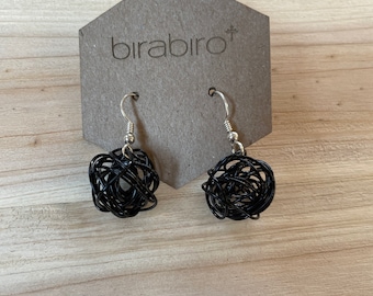 Tirimsi Earrings in Black wire and Sterling Silver