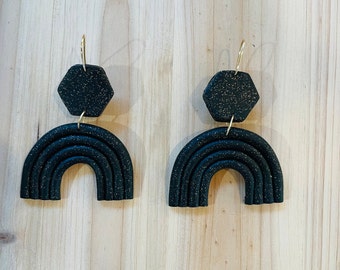 Black and Gold Polymer Earrings