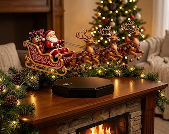 Magnetic Levitating Santa Sleigh, Flying Reindeer Christmas Decor