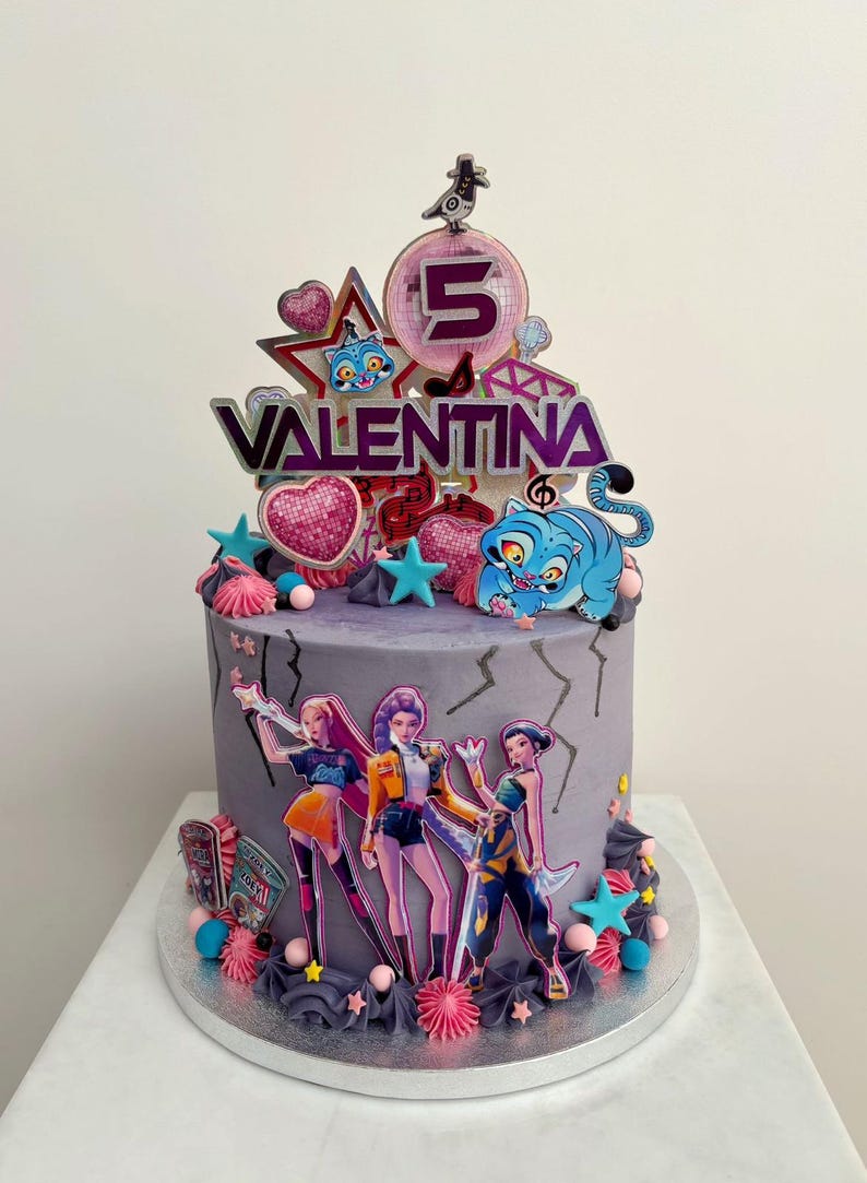 K-Pop Cake Topper, Personalised Girl KPop, Personalised Kpop cake, Korean Idol Theme, Music Disco, Custom Name Age, Kpop Fan, KPop Girl image 7
