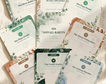 Baby Akupressur Karten GEDRUCKT | Affirmationskarten |  18 Karten | 16 TCM-Griffe | Koliken Schlaf Zahnen | Geschenk Geburt Babyparty