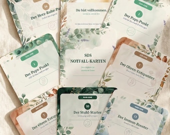 Baby Akupressur Karten PDF | Affirmationskarten | 18 Karten | 16 TCM-Griffe | Soforthilfe Koliken Schlaf Zahnen | Reflexzonen | Download