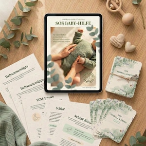 Baby SOS Guide | Advice for tummy aches, colic, and teething | Acupressure techniques for tummy aches, colic, and teething | with bonus booklet + SOS cards | PDF