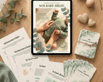 Baby SOS Guide | Ratgeber bei Bauchweh Koliken Zahnen | Akupressur Griffe bei Bauchweh Koliken Zahnen  | mit Bonus-Heft + SOS Karten | PDF