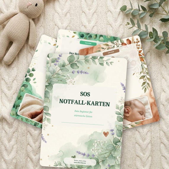 Baby Akupressur Karten TCM Set | 18 Laminierte Karten gegen Bauchweh, Koliken & Zahnen | Schlafhilfe Baby | Geschenk zur Geburt