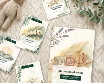 Baby & Child Milestone Cards 0-3 Years | 50 Cards with TCM Tips, Baby Milestones, Memory Cards, Gift for Birth