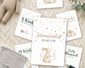 Pregnancy Milestone Cards, 55 Cards, DIN A6 | Pregnancy Journal Cards | Baby Bump Photos | Gift for Pregnant Women
