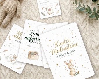 Milestone cards for children aged 1-6 years | 75 cards for childhood memories | 1st birthday gift | Back to school cards, writable on both sides