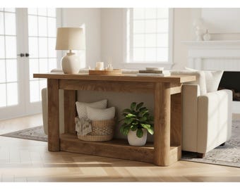 Mesa consola estilo granja de 63" – Mesa auxiliar estrecha y larga para recibidor con almacenamiento.