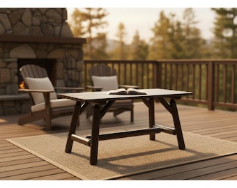 Mesa de centro rústica de madera para exteriores, estilo tronco Adirondack
