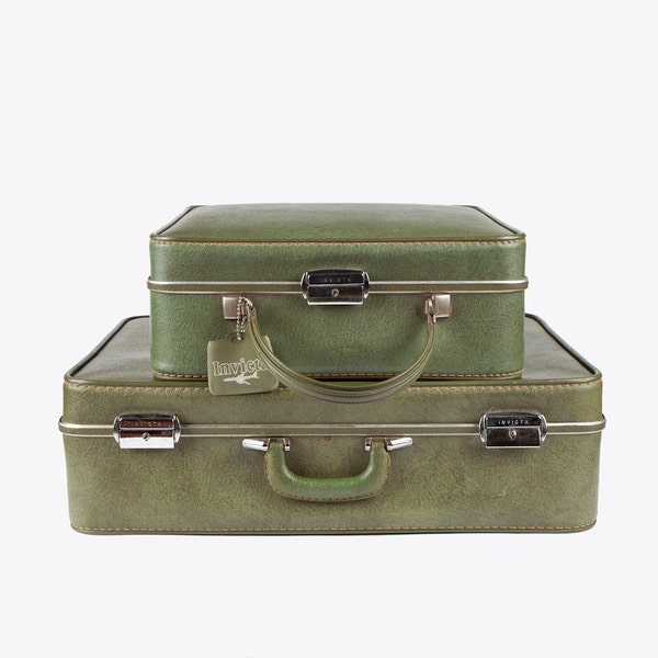 Gr&uuml;ne Invicta Koffer paar Hardcase Vintage olivgr&uuml;n Gep&auml;ck