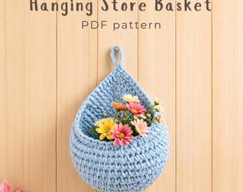 Hanging Store Basket Crochet Pattern, Storage Baskets Pattern, Hanging Organizer, Crochet Home Decor, Unique Crochet Gift (Digital Download)