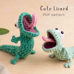 Haakpatroon grappig hagedis, schattig amigurumipatroon, eenvoudig gehaakte pdf voor beginners, reptielendecor, uniek haakcadeau (digitale download)