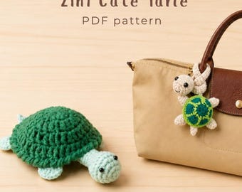 2-in-1 Turtle Bag Charm & Turtle Coaster Crochet Pattern, Cute Amigurumi Pattern, Unique Crochet Gift, Handmade Decor  (Digital Download)