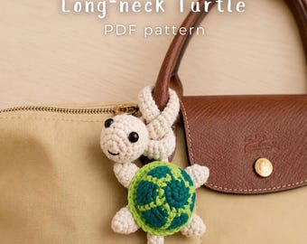 Long Neck Turtle Crochet Pattern, Cute Amigurumi Turtle Bag Charm, Gift For Her, Bag Decor,  Sea Turtle, Handmade Bag (Digital Download)