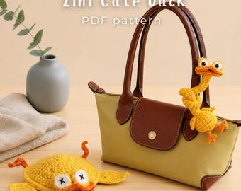 2-in-1 Duck Bag Charm & Duck Coaster Crochet Pattern, Cute Amigurumi Animal, Unique Crochet Gift, Handmade Decor  (Digital Download)