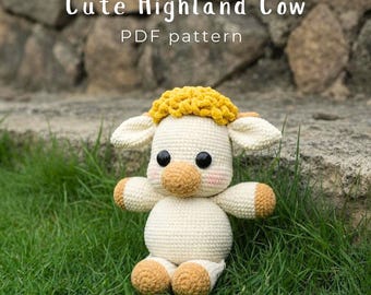 Highland Cow Crochet Pattern, Cute Amigurumi Cow Crochet, Stuffed Animal Pattern, Unique Crochet Gift, Handmade Toys (Digital Download)
