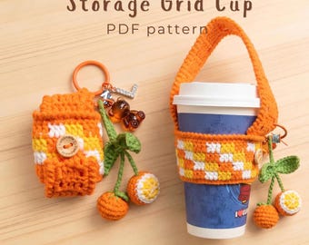 Coffee Cup Holder Crochet Pattern, Cup Carrier With Storage Pocket, Coffee Sleeve Crochet, Pouch Pattern, Handmade Gift (Digital Download)