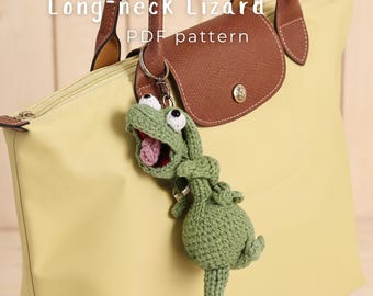 Long Neck Lizard Crochet Pattern, Amigurumi Lizard Bag Charm, Cute Reptile Plush, Unique Crochet Gift, Handmade Bag (Digital Download)