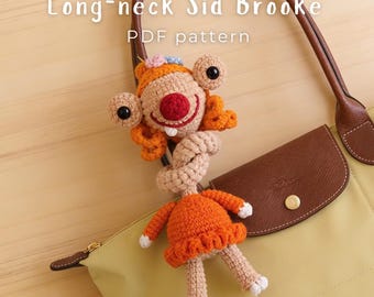 Long Neck Sid Brooke Crochet Pattern, Cute Amigurumi Bag Charm, Gift For Her, Bag Decor, Unique Crochet Gift, Handmade (Digital Download)