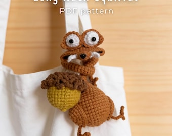 Long Neck Squirrel Crochet Pattern, Cute Amigurumi Squirrel With Acorn Bag Charm, Gift For Her, Bag Decor,  Handmade Bag (Digital Download)