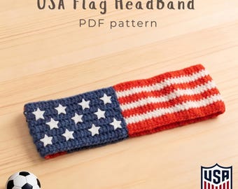 USA Flag Headband Crochet Pattern, Patriotic Headband Crochet, Sports Fan Gift, 4th of July Accessory, Handmade Gift (Digital Download)