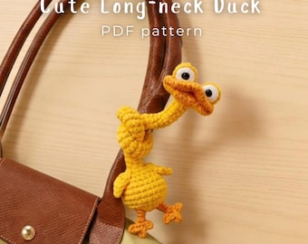 Long Neck Duck Crochet Pattern, Funny Duck Amigurumi Pattern, Cute Bag Charm Crochet, Unique Crochet Gift, Handmade Bag (Digital Download)