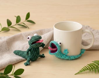 2in1 Lizard Crochet Pattern, Amigurumi Lizard and Mug Rug PDF, Cute Animal Coaster, Handmade Cup Holder Desk Decor (Digital Download)