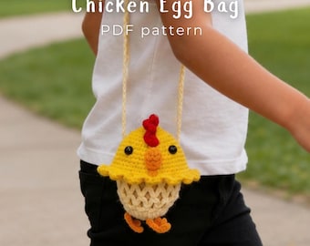Chicken Egg Bag Crochet Pattern, Cute Chicken Crossbody Bag, Kids Backpack, Chicken Egg Holder, Handmade Crochet Bag (Digital Download)