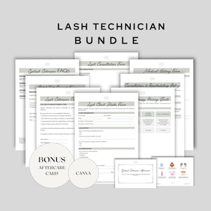 Lash Tech Forms Bundle, Lash Client Intake Form, Lash Consent Form, Eyelash Extension Forms, Lash Business Templates, Editable Canva Forms