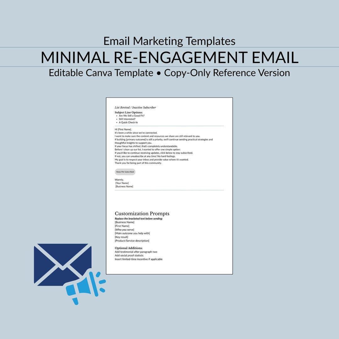 Minimal Re-engagement Email Template Editable Canva Digital Download - Etsy