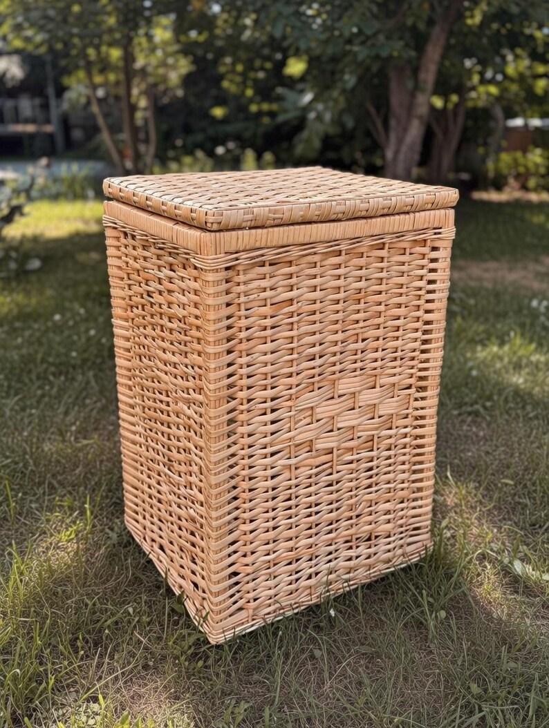 Handmade Willow Laundry Hamper With Lid - Natural Wicker Basket for ...