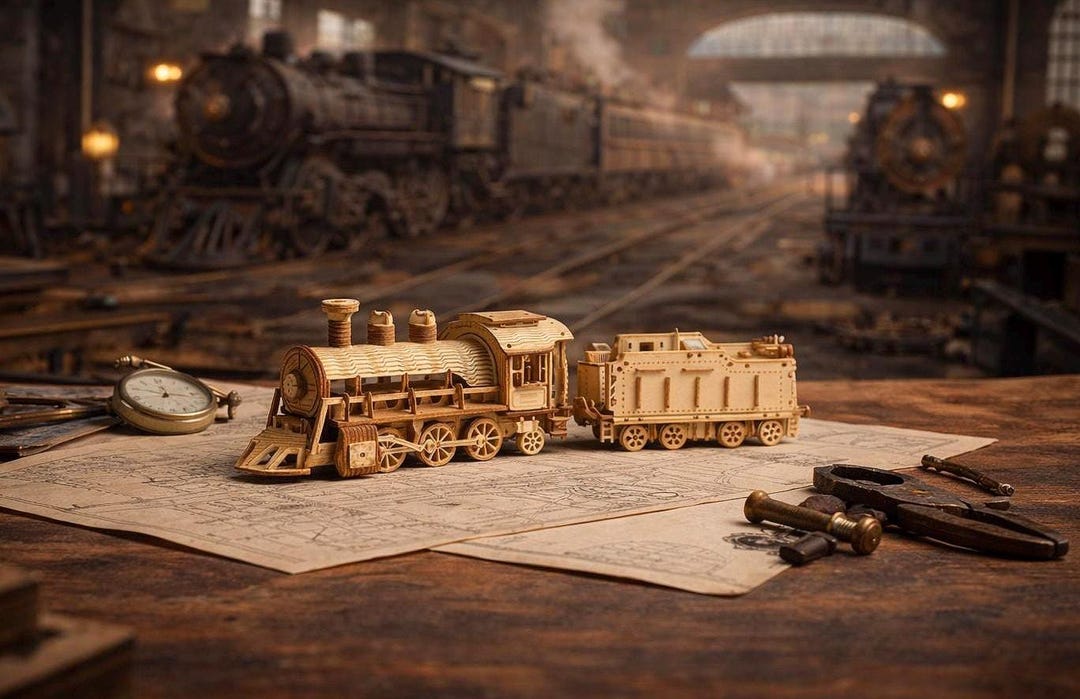 3D Wooden Train Puzzle | DIY Locomotive Model Kit - Etsy