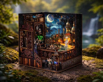 Kit de rincón de lectura de exploración mágica / Diorama en miniatura con luces USB (3 modos)