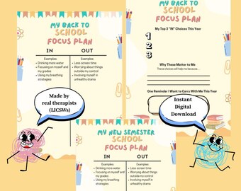 Back to School OR New Semester Focus Plan Worksheet | IN and OUT Goal Setting | School Counseling Printable