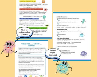 Coping Skills Worksheet, Therapy Activity for Kids & Teens (Digital Download)