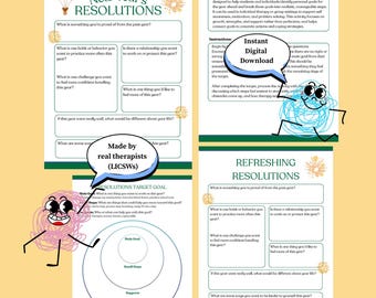 Goal Setting Target Worksheet | Therapy & School Counseling Activity | Student Resolutions | SEL Reflection Printable