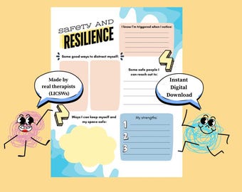 Safety and Resilience Plan Worksheet | Therapy & School Counseling Tool