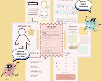 Printable Grief Workbook | Grief & Bereavement Activities | Therapy Worksheets for Healing After Loss | Grief Group