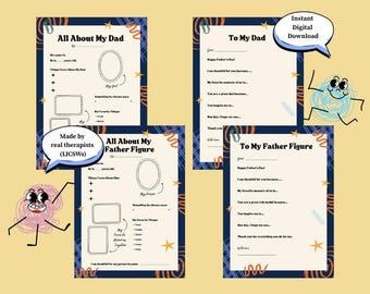 Father's Day Activity Bundle Printable | All About My Dad Worksheet & Letter to Dad | Kids Father's Day Gift