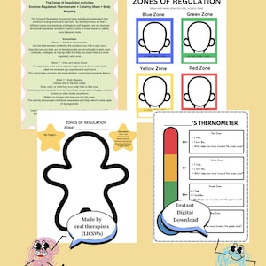 Zones of Regulation Printable | Emotion Thermometer, Body Mapping (SEL Activity, Therapy Tool)