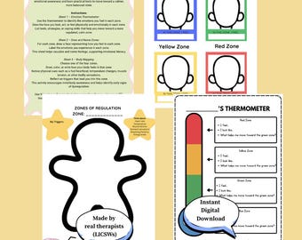 Zones of Regulation Printable | Emotion Thermometer, Body Mapping (SEL Activity, Therapy Tool)