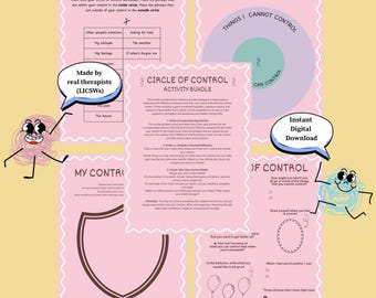 Circle of Control Printable Bundle | SEL Counseling Activities | Coping Skills & Emotional Regulation Worksheet
