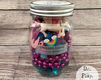 Unicorn Playdough Sensory Jar for Kids, Busy Play Learning Gift for Kids