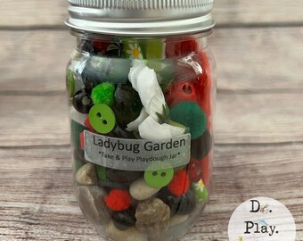 Ladybug Playdough Sensory Jar for Kids, Busy Play Learning Gift for Kids