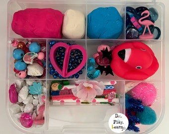 Flamingo Pool Party Playdough Sensory Kit for Kids, Busy Play Learning Gift for Kids